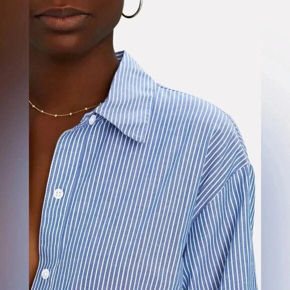 Veronica Beard Blue Striped Blouse - Picture 3 of 11